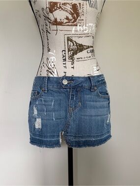 Y2K Vanity distressed low rise mini skirt